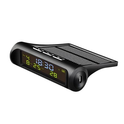 Solar Digital Car Clock Thermometer Dashboard Temperature Monitor