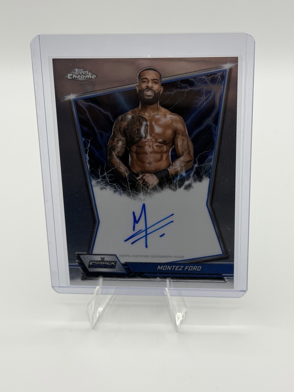 2026 Topps Chrome WWE Montez Ford On Card Auto #BBA-MON Smackdown Blue Brand