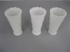Vintage Anchor Hocking Pearls & Tears Milk Glass  7.25” Table Vases Set Of 3