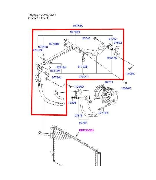2011-2014 Hyundai Veloster 1.6L FWD AC Conditioning Suction and Liquid Tube Line - Image 2 of 4