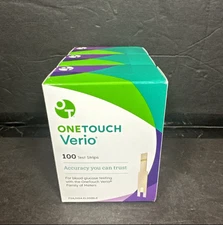 One Touch Verio Glucose Blood Test Strips 300 Count (3 bxs 100 each) Exp 1/31/27