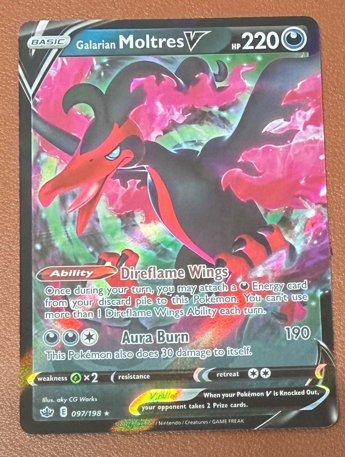 Galarian Moltres V 097/198 Chilling Reign (Pokemon) Half Art Ultra Rare MINT