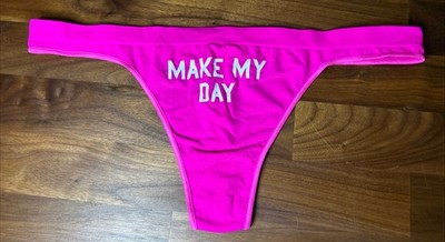 Vtg Victoria Secret PINK Yoga Seamless Thong Panties Xtra Low L HTF Make My Day