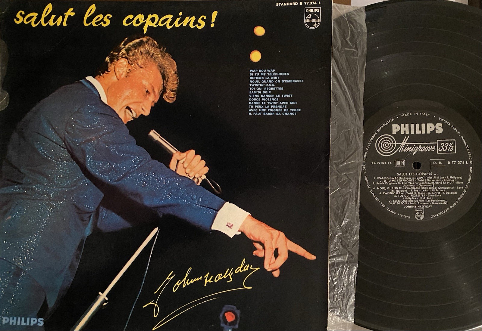 Johnny Hallyday   Salut les copains ! Philips Italy original LP 1962 (laminated)