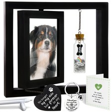 Pet Memorial Gifts Rotating 4x6 Picture Frame Wooden Black Dog Cat Remembranc...