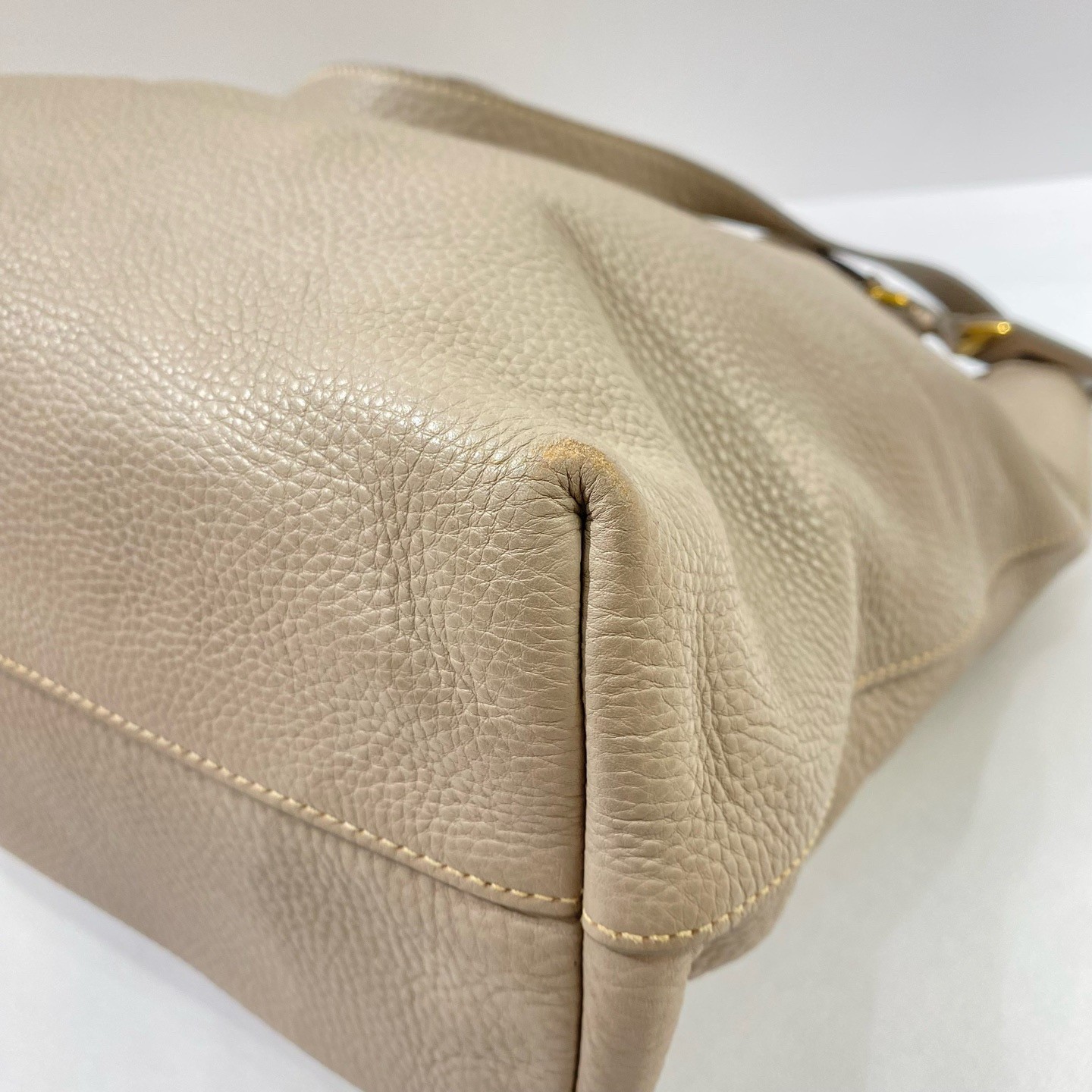 Prada Elephant Gray Gold All Leather Top Handle Tote Shoulder Bag thumbnail 7