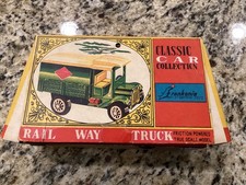 Vintage Japan Tin Friction Rail way Toy Truck W/Box missing one wheel 