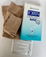 JOBST Relief Compression Stockings 20-30 mmHg M Beige Thigh High OPEN TOE