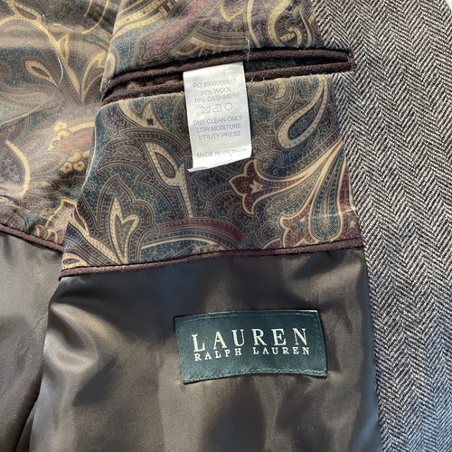 Ralph Lauren Blazer Giacca Uomo 46L Marrone 90% Lana 10% Cashmere Fodera Paisley - Foto 7 di 15