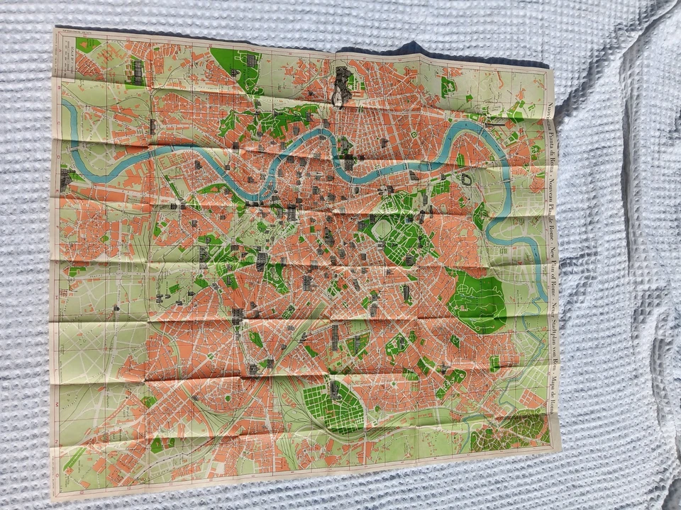 Mapa histórico: mapa pictórico de Roma Trabacchi, Italia, 1960, arte de pared vintage Foto 2 de 4