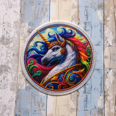 Unicorn Patch Iron-on Applique Mythical Creature Badge, Fantasy, Armor, Warrior