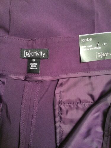 Relativity Jackie Pants Petite Size 10P Purple Flat Front Dress Casual NWT - Picture 9 of 9