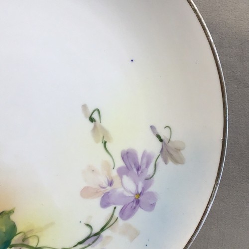 PV06610 Antique Morimura Nippon Porcelain Hand Paint VIOLETS / PANSIES Plate - Picture 3 of 6