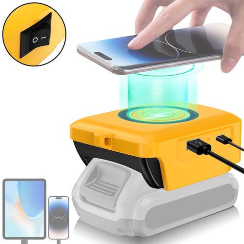 Adapter ładowarki bezprzewodowej do akumulatorów Dewalt z 2 portami do ładowania wielu urządzeń - Zdjęcie 8 z 11