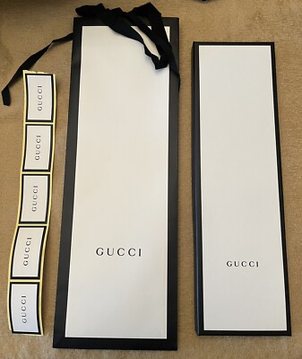Authentic GUCCI black boarder & white shopping bag, box, sticker