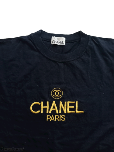 black chanel logo t shirt