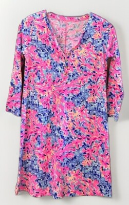 Lilly Pulitzer Banyan Dress Coco Coral Crab Neon Pink Bodycon Dress Size XS