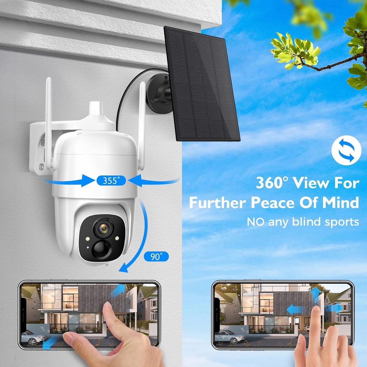 Advanced Solar Security Camera - 2K 3MP Pan Tilt 355° View