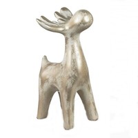 Deko-Hirsch Modern Skulptur Tierfigur Keramik Champagner H 30Cm Formano