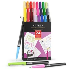 ARTEZA Permanent Markers Set of 24 Ultra-Fine Tip Retro Pop Colors Quick-Dryi...