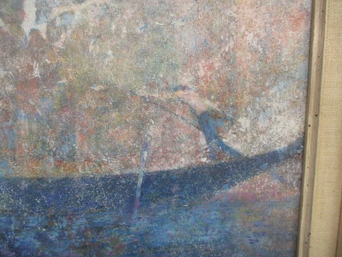 PINTURA JOHN MASSIMINO HOMBRE PESCA con GAVIOTAS ~ "LUCES MÓVILES Y PÁJAROS" FIRMADA - Imagen 3 de 11