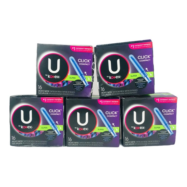 U By Kotex Click Compact Super 16 Unscented Tampons Plastic Applicator 5 Pack Rwbfac Com