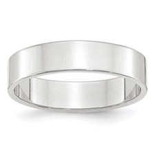 14k White Gold 5mm Flat Wedding Band Ring Gift for Men Size 9