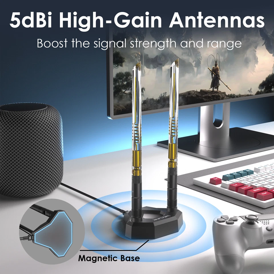 Tri-band WiFi 6E BT for WiF Router Dual Antenna with Extension Cable SMA Antenna - Image 4 of 4
