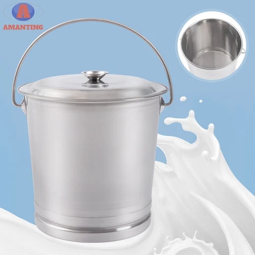 14L Stainless Steel Milk Pail Bucket with Lid Stainless Steel Container NEW! - Bild 2 von 6