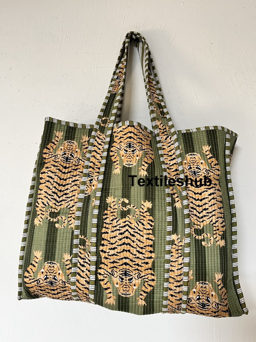Sac à Main Bandoulière Femme Artisanal Indien - Noir Imprimé Floral Matelassé - Coton - Fait Main - Neuf Avec étiquettes