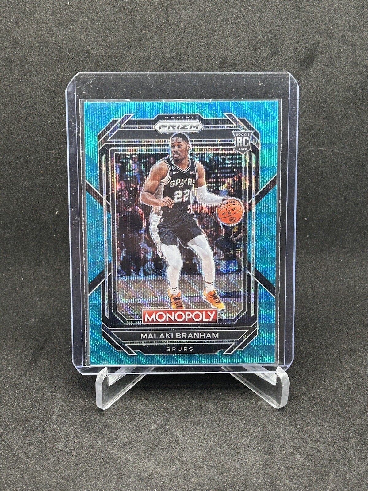 Malaki Branham Rookie 2022-23 Prizm Monopoly Teal Wave RC #81 San Antonio Spurs