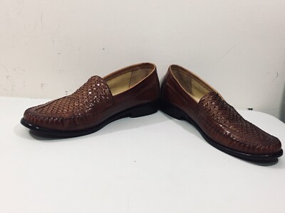 Stacy Adams Men Leather Slip-On Loafers Multi-Colored Brown Basketweave Vamp 12M stacy-adams-loafers-for-men-  main image 3