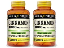 PACK 2 x 100 capsules Cinnamon 1000 mg / 2c Support Sugar Metabolism 