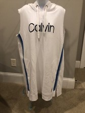 Calvin Klein performance 1X white sleeveless hoody stripes sweatshirt 2 po