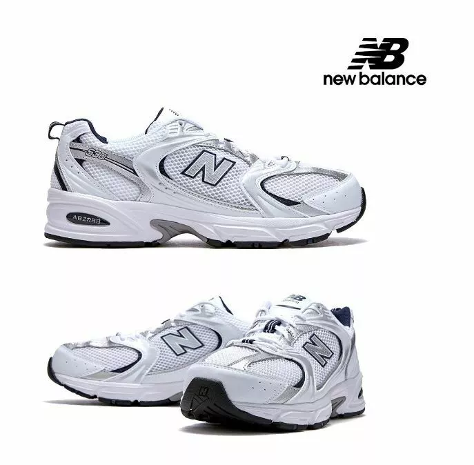 Zapatos para correr New Balance retro blancos plateados azul MR530SG para hombre | eBay