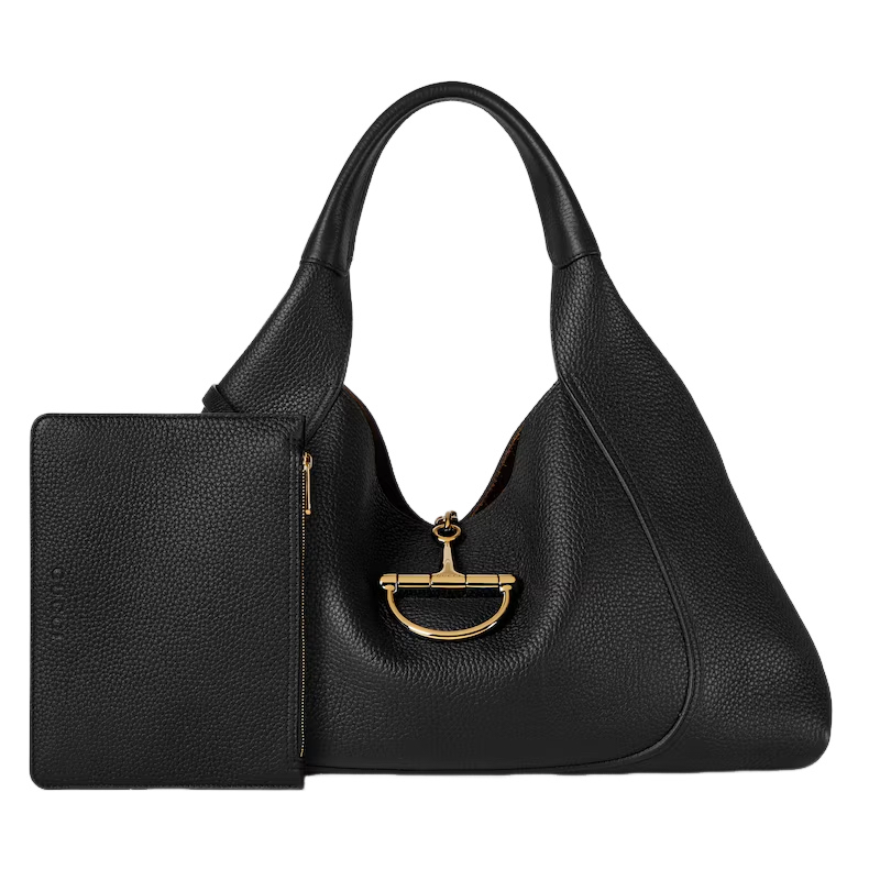 GUCCI Softbit Maxi $3650 Black Leather Shoulder Bag New And