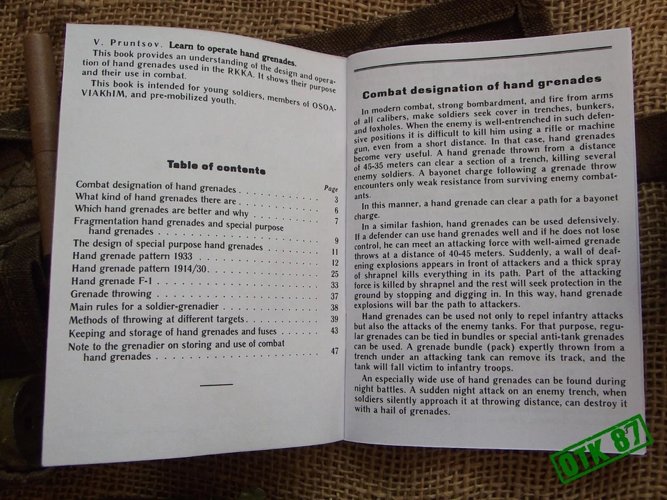 1939 Soviet How to use hand grenades manual ENGLISH from Belarus 2019. RKKA  - Image 3 of 4