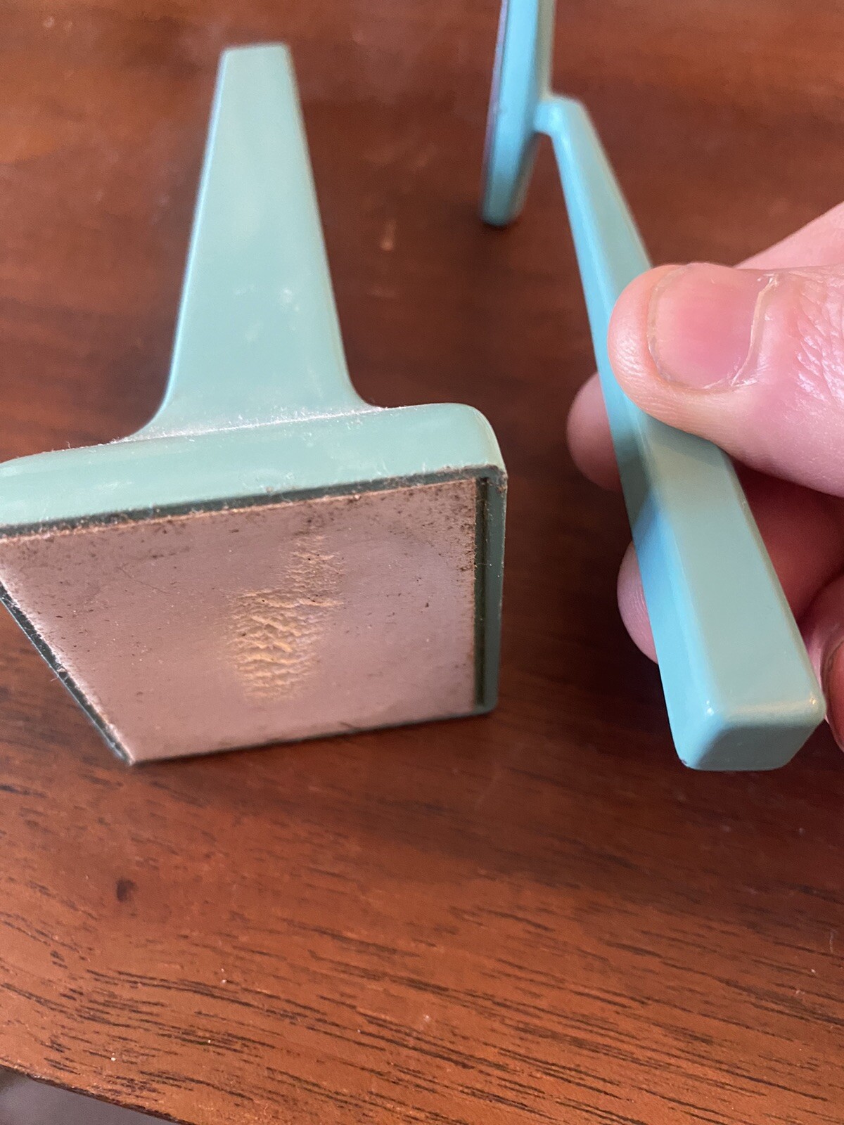 Vintage 1960s Safety Razor and stand Baby Blue all metal slidw on blade model