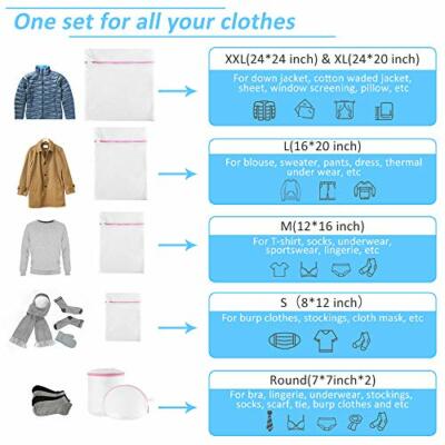 Gogooda 7pcs Mesh Laundry Bags for Delicates with Premium Zipper, Travel Storage