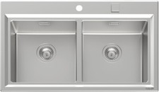 Foster 4502050 Lavello Stripe semifilo 2 vasche cm 87 x 51 - inox
