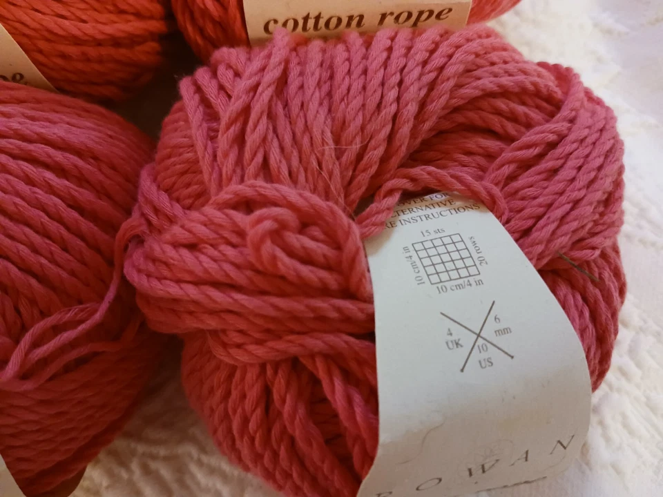 Rowan Cotton Rope Yarn 4 Skeins 071 Coral Cotton Blend 50 Gr 63 Yards Aran Weigh - Image 3 of 4