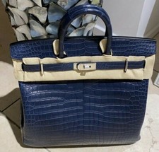 Hermès Hac 40 Sac Birkin En Crocodile Mat Porosus Palladium Neuf Complet