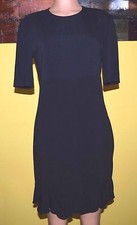 Stella McCartney  Black/Blue Scoop Neck Ruffled Hem Body-com Dress Size 44