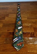 Vintage Men  s Necktie Fashioned By Eloise Big Trucks Green