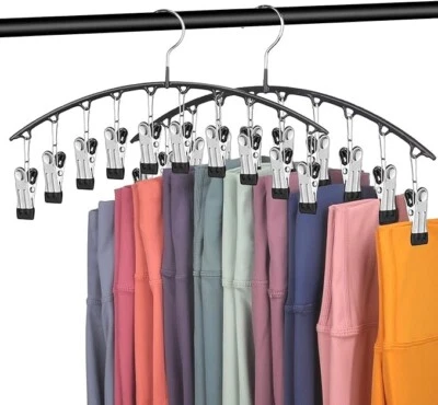 2 Pack Legging Organizer Hangers with Clips Holds 20 Pants Yoga Pant SpaceSaving