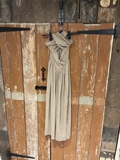 Prettylittlething Halter Neck Dress Women's Size Small Brown V-Neck Elasticated