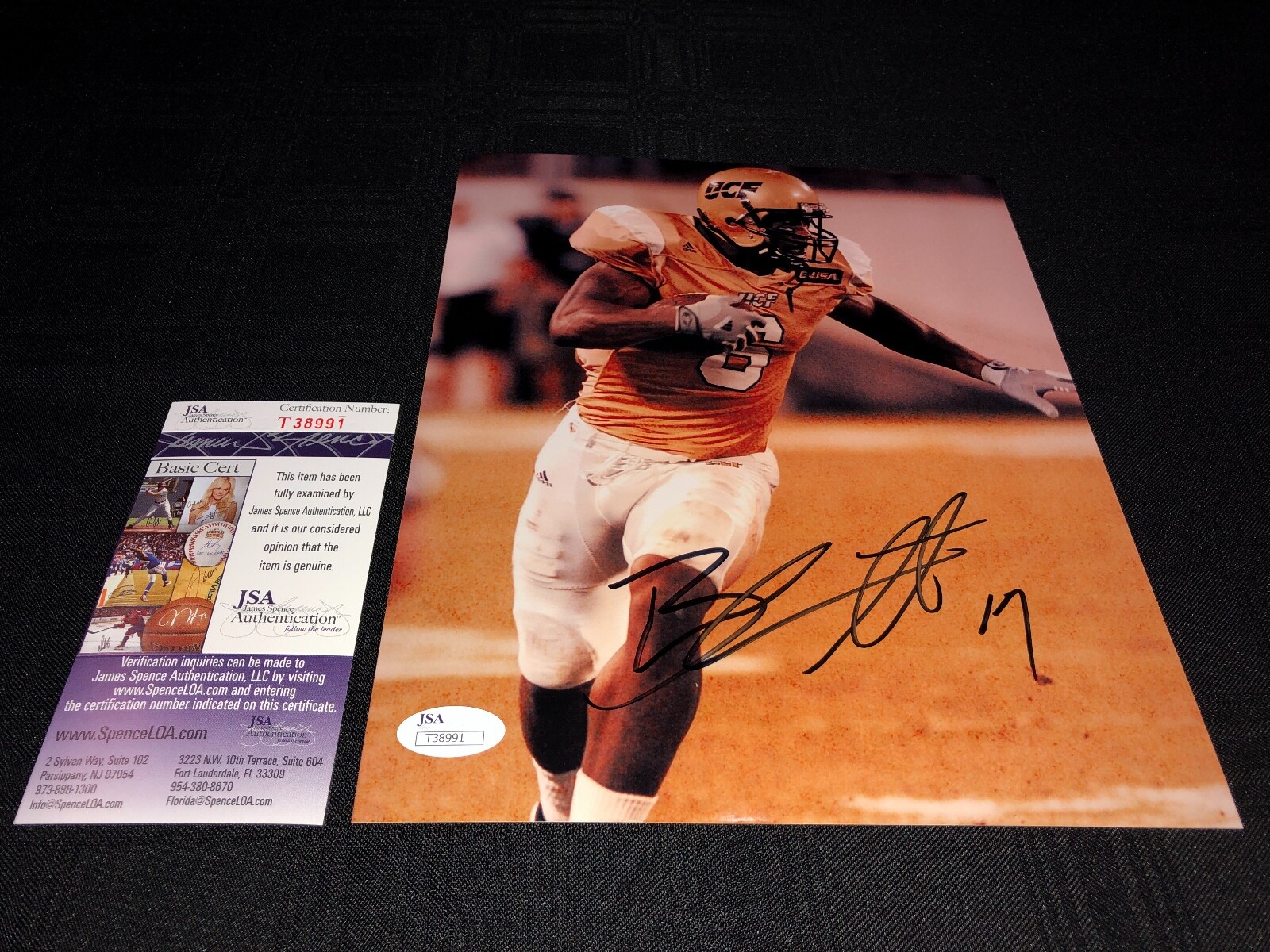 BRANDN MARSHALL Autographed Signed UCF Knights BRANDON MARSHALL UNIVERSITY OF CENTRAL FLORIDA KNIGHTS 8X10 PHOTO JSA COA 