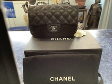 (RARE) CHANEL Classic Mini Flap Bag Pearl Caviar Rectangular LGHW 18S BLACK
