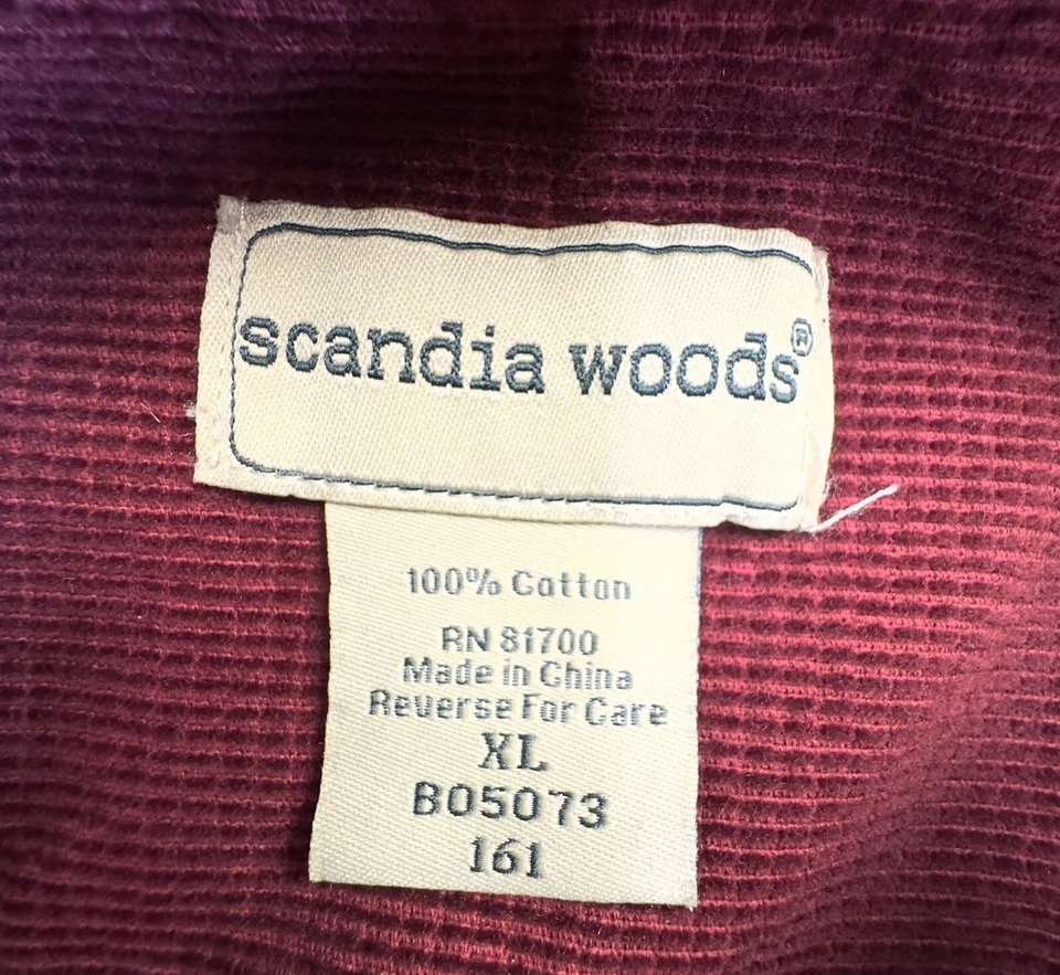 Scandia Woods Para Hombres XL Ballena Pana Color Vino Abotonable Exterior 100% Algodón Foto 4 de 4
