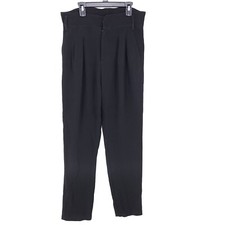 Sezane Trousers Pants Pleated Paper Bag Waist Size 36 Black Tapered Leg